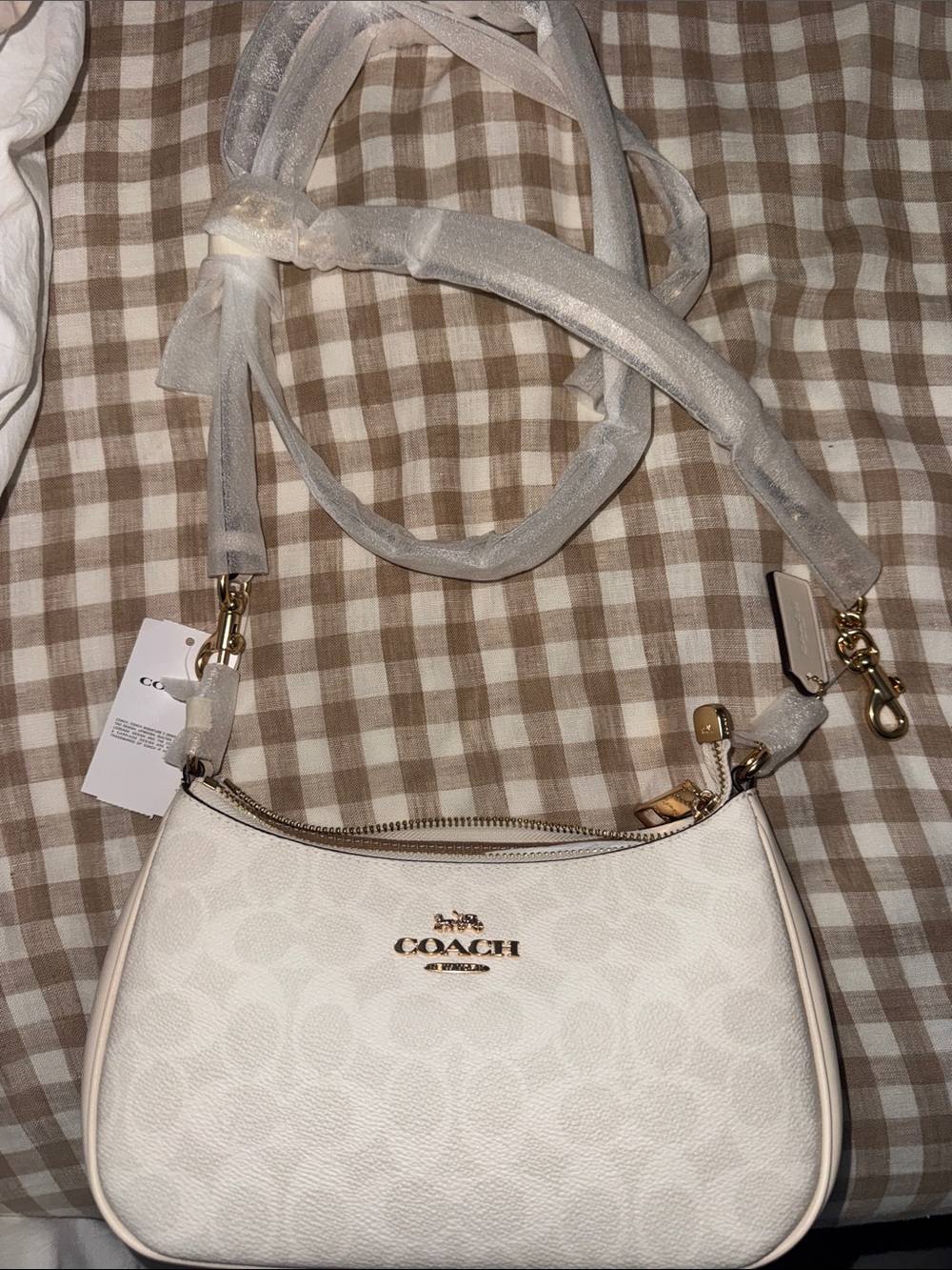 Coach Teri Shoulder Bag in Chalk and Gold